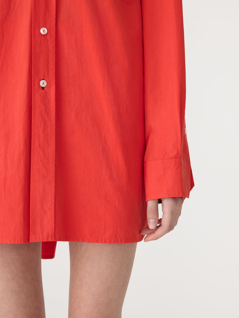 Bassike / Crushed Cotton Oversized Shirt / Red