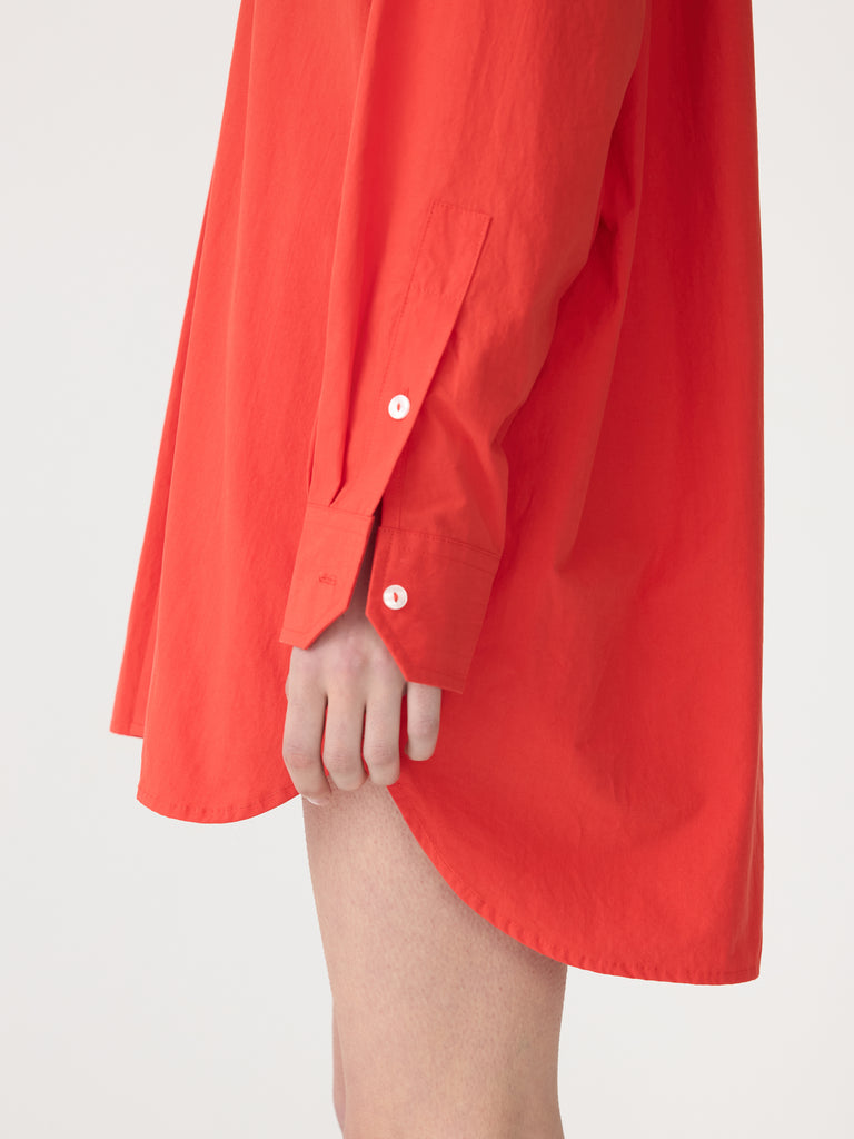 Bassike / Crushed Cotton Oversized Shirt / Red