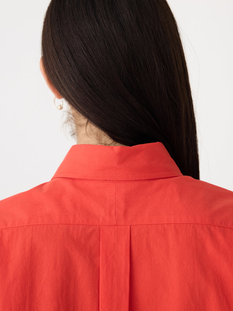 Bassike / Crushed Cotton Oversized Shirt / Red