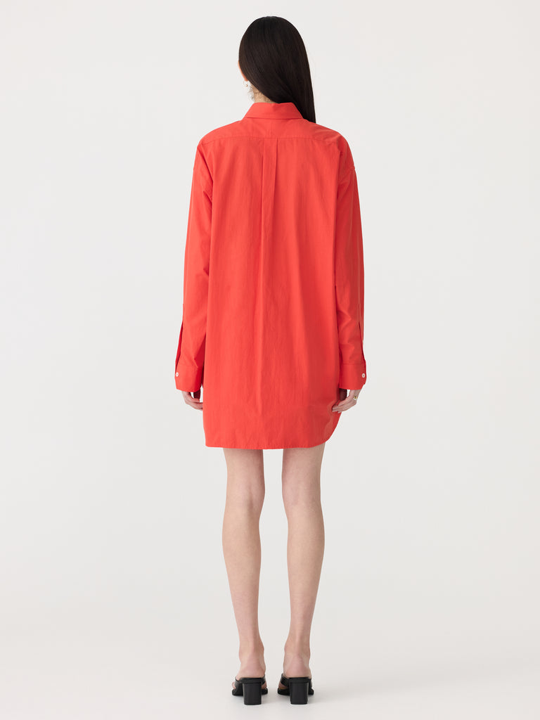 Bassike / Crushed Cotton Oversized Shirt / Red