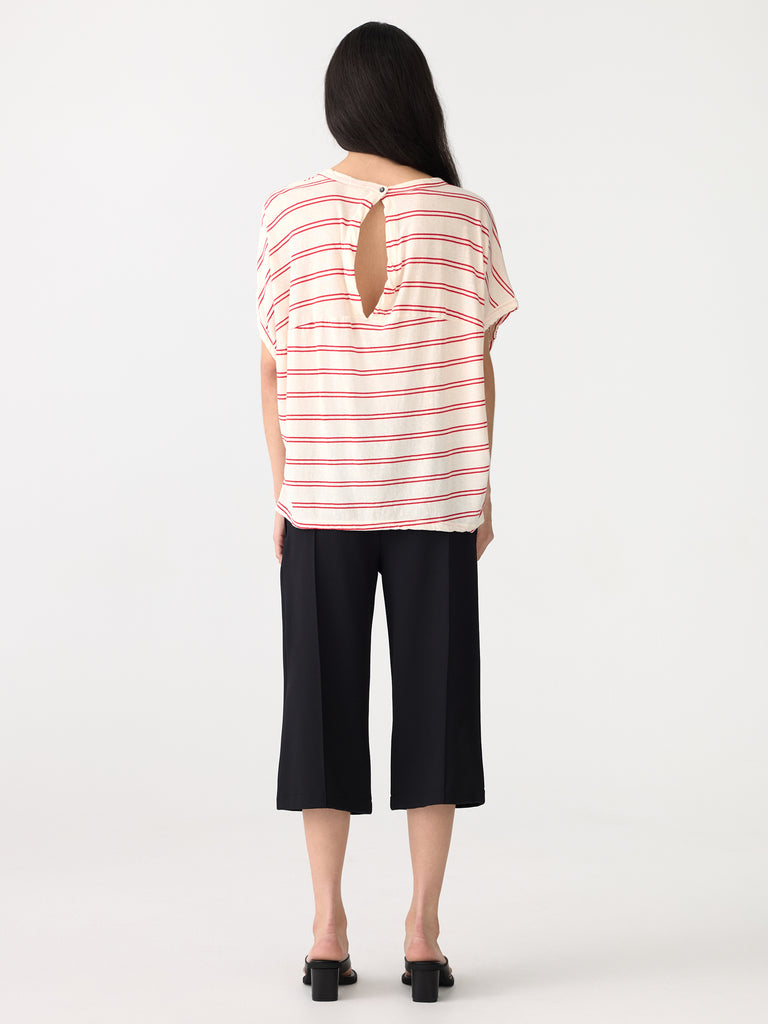 Bassike / Stripe Circle T-Shirt / Red + Undyed