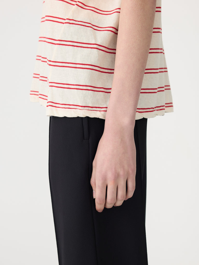 Bassike / Stripe Fine Bind Scoop Tank / Red + Undyed