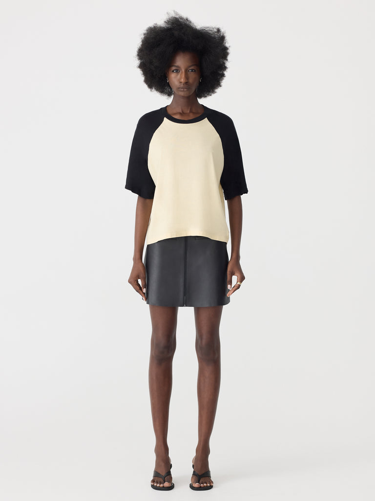 Bassike / Contrast Raglan T-Shirt / Black + Lemon Glaze