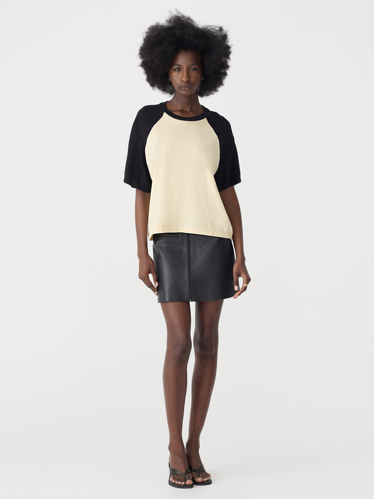 Bassike / Contrast Raglan T-Shirt / Black + Lemon Glaze