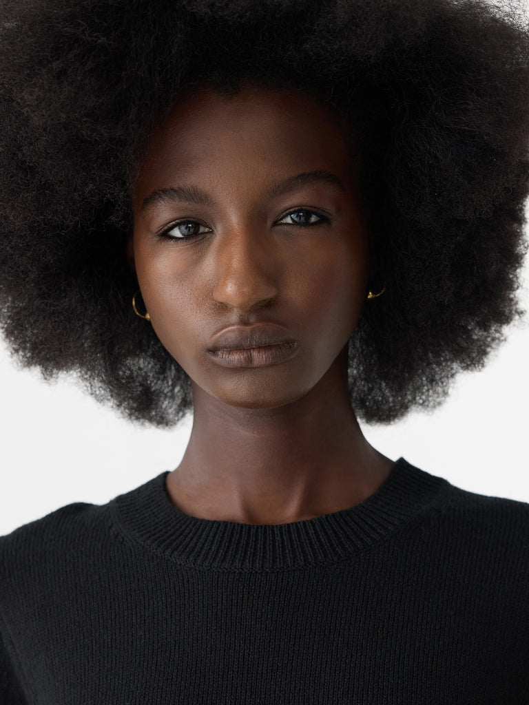 Bassike / Cotton Linen Slim Short Sleeve Knit / Black