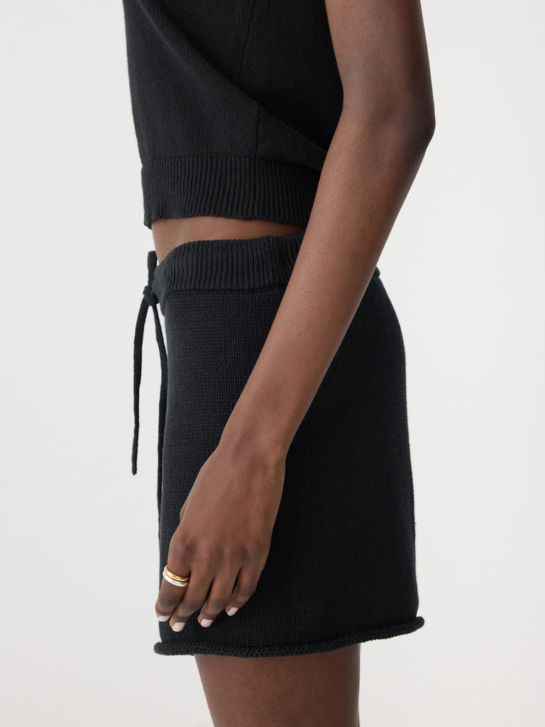 Bassike / Cotton Linen Slim Short Sleeve Knit / Black