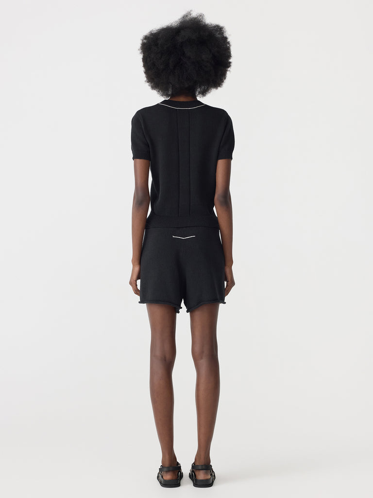 Bassike / Cotton Linen Slim Short Sleeve Knit / Black