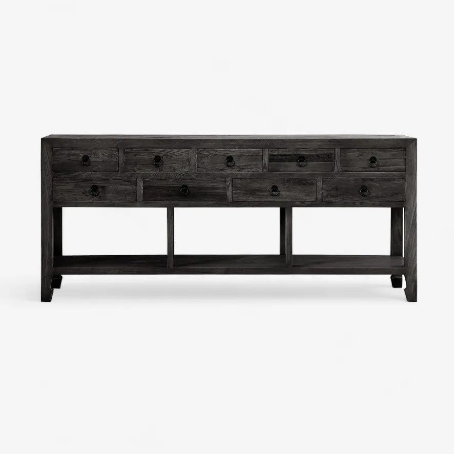 Oak Sideboard / 9 Drawers / Black