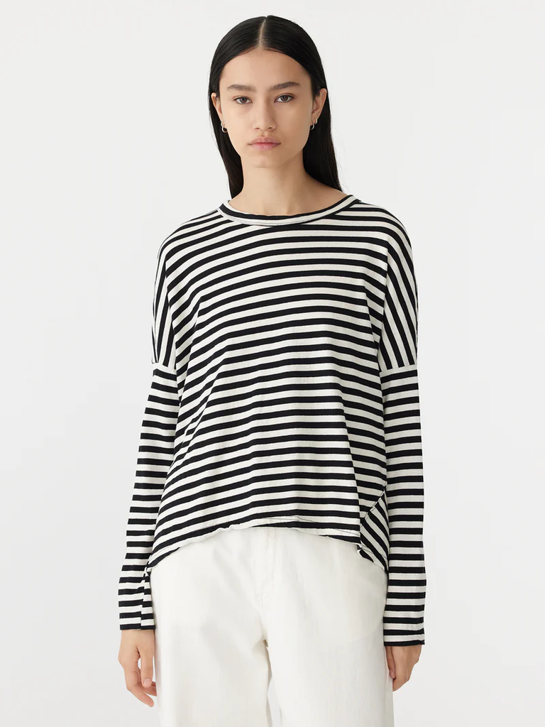 Bassike / Stripe Circle Long Sleeve T-Shirt / Undyed + Black