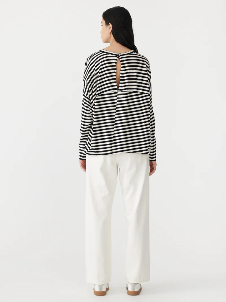 Bassike / Stripe Circle Long Sleeve T-Shirt / Undyed + Black