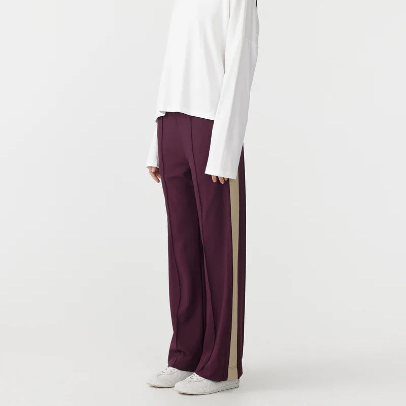 Bassike / Twill Stripe Detail Pant / Burgundy + Light Tan