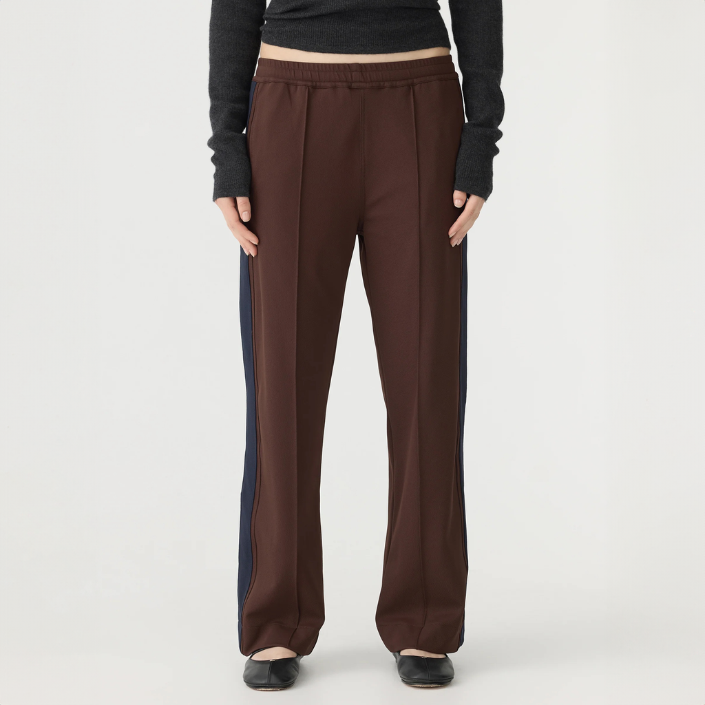 Bassike / Twill Stripe Detail Pant / Carob + Ink