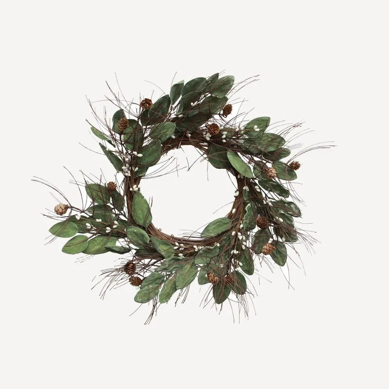 Christmas Wreath / White Berry + Pinecone