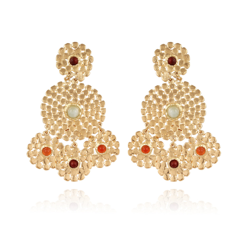 Gas Bijoux / Sequin + Cabochon Earrings / Gold