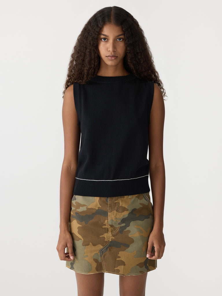 Bassike / High Twist Cotton Knit Tank / Black