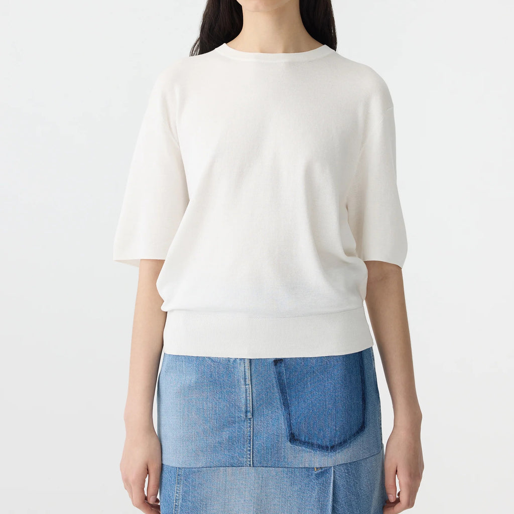 Bassike / Mercerised Cotton Knit T-Shirt / Natural