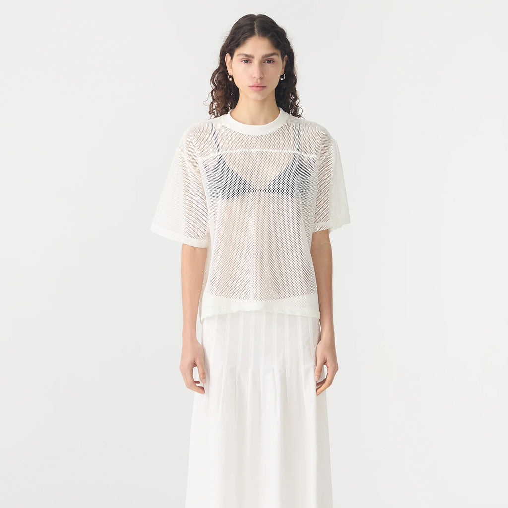 Bassike / Boxy Mesh T-Shirt / White