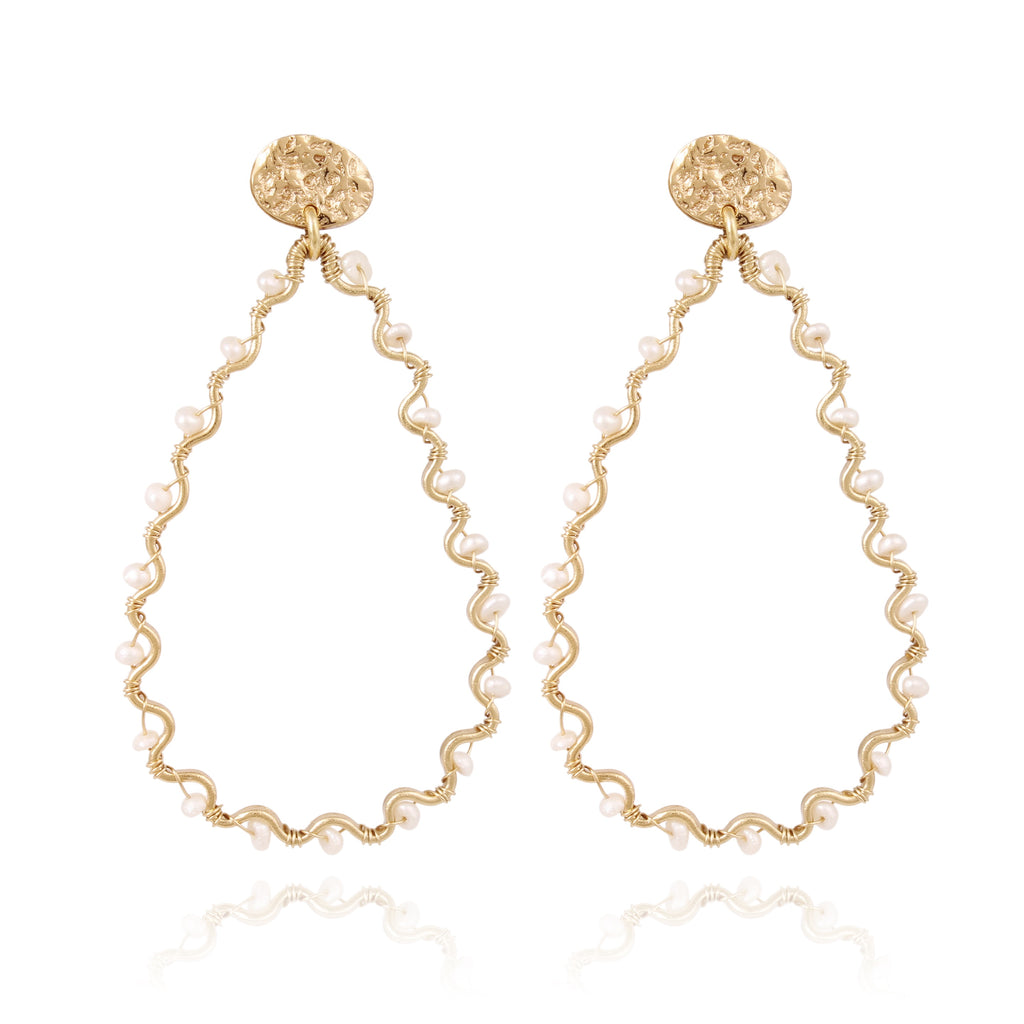 GAS Bijoux / Nympheas Drop Earring / Gold + Pearl