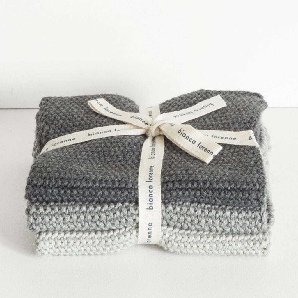 Lavette Knitted Washcloths / Charcoal