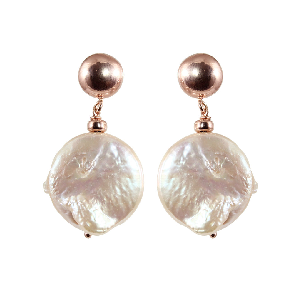 White Pearl Coin Earring / Stud