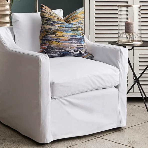 Dume Chair / White Cotton Slip Cover