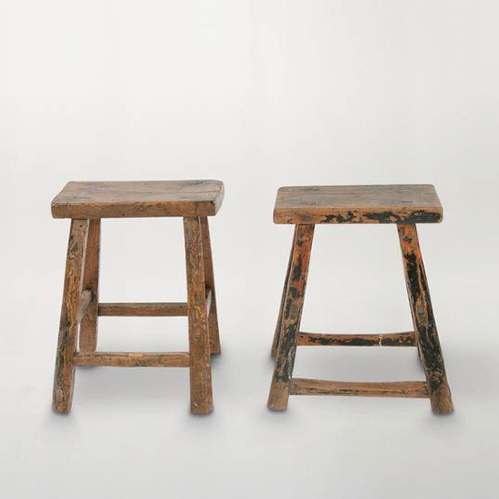 Antique Elm Wooden Stool / Rectangle – Corso Merivale