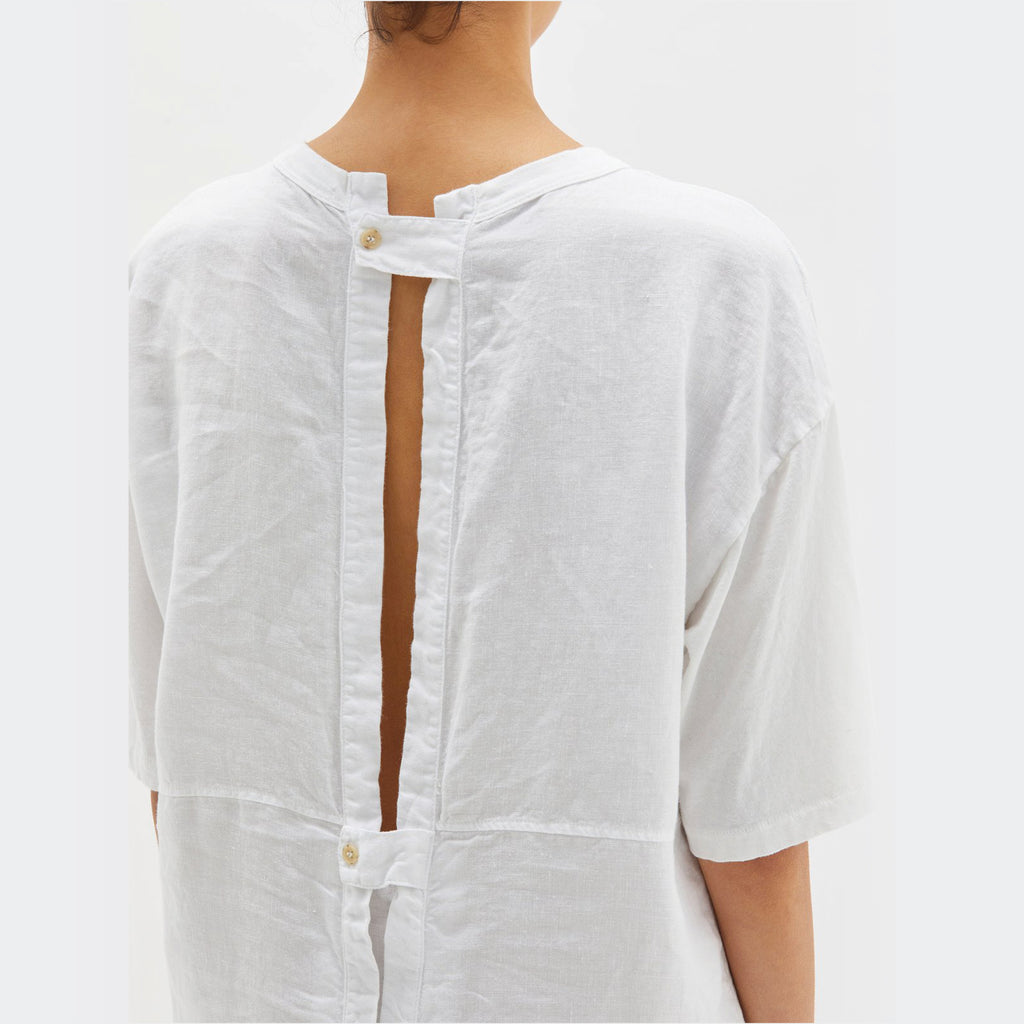 Bassike / Boxy Open Back T-Shirt Dress / White