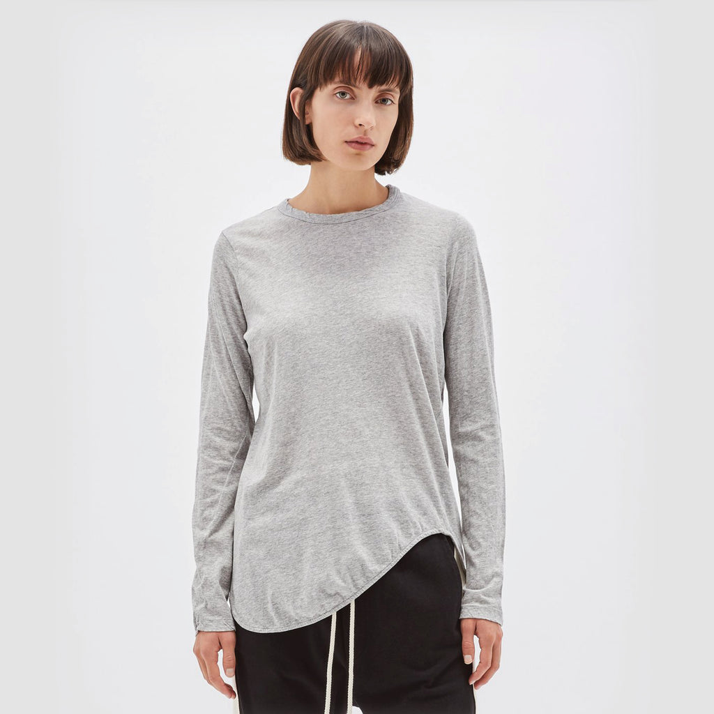 Bassike / Heritage Scoop Hem Long Sleeve T-Shirt / Grey Marl