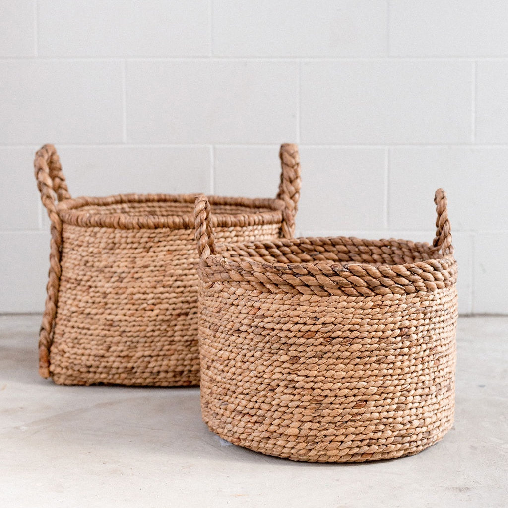 Square Basket with Handles / Natural