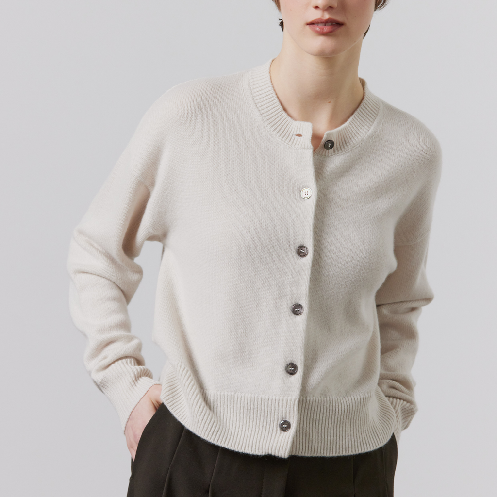 Laing Home / Boxy Crew Neck Cardigan / Cashmere / Putty