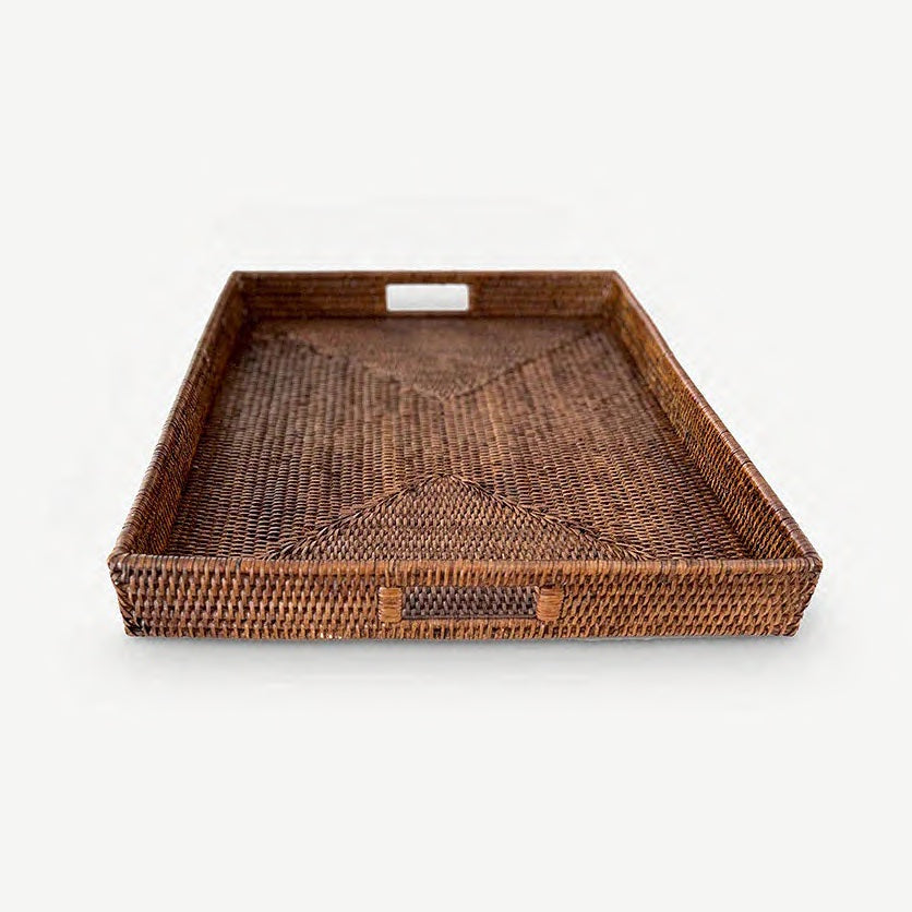 Rattan Tray with Handles / Rectangle