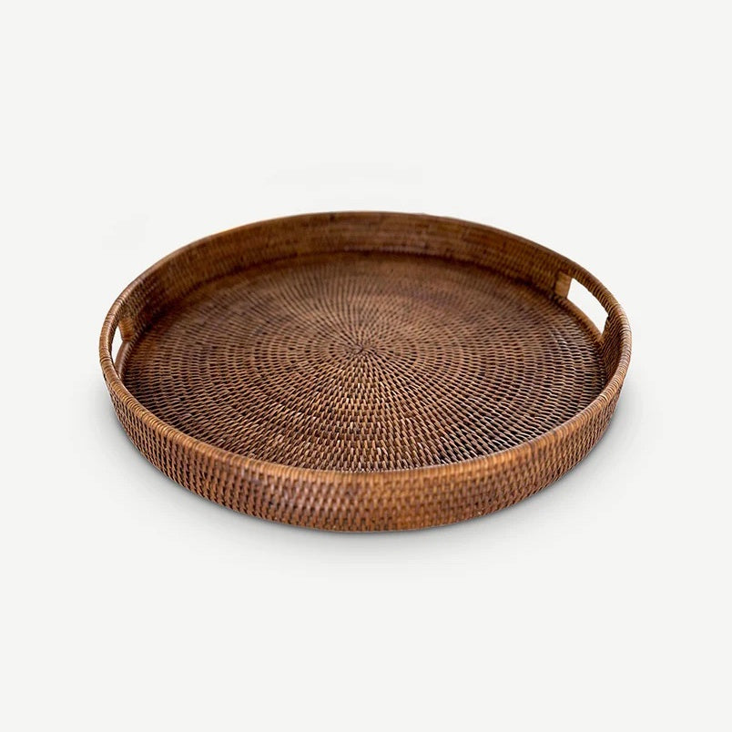 Rattan Tray with Handles / Round