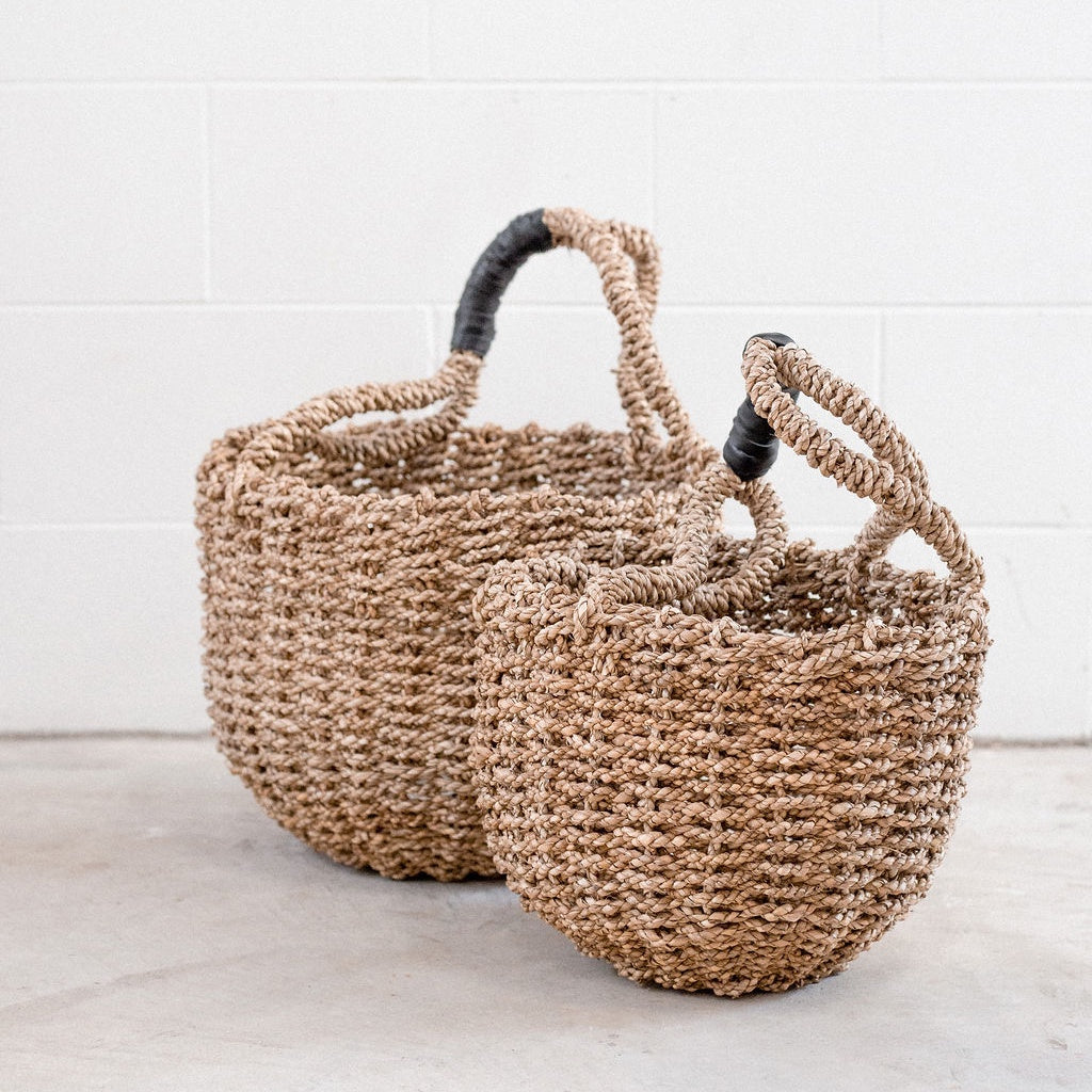 Basket / Black Leather Handle