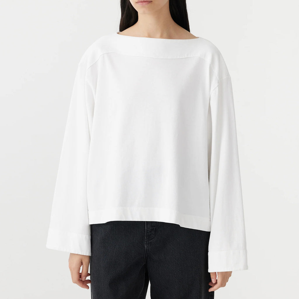 Bassike / Double Jersey  Boatneck Long Sleeve T-Shirt / White
