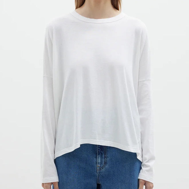 Bassike / Slouch Circle Long Sleeve T-Shirt / White