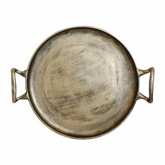 Round Tray with Handles / Antique Brass Finish