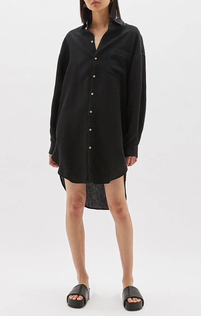 Bassike / Classic Linen Shirt Dress / Black